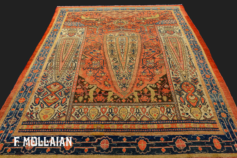 A Rare Design Mishan Persian Antique Pictorial Hand-Knotted Rug n°:75406777